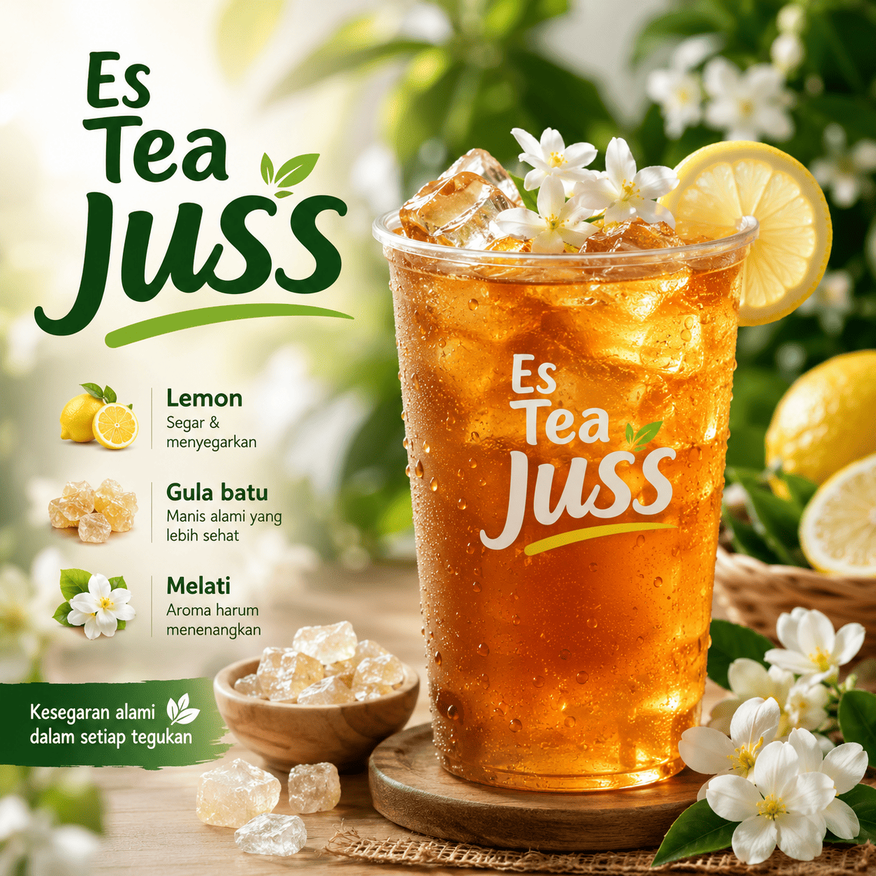 Es Tea Juss Lemon, Gula batu, Melati, Apel Warkop 3D